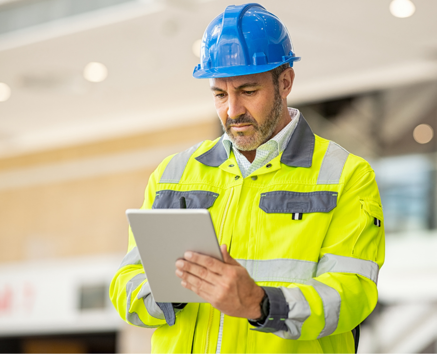 A worker reporting an incident on a tablet through the Safety Champion App