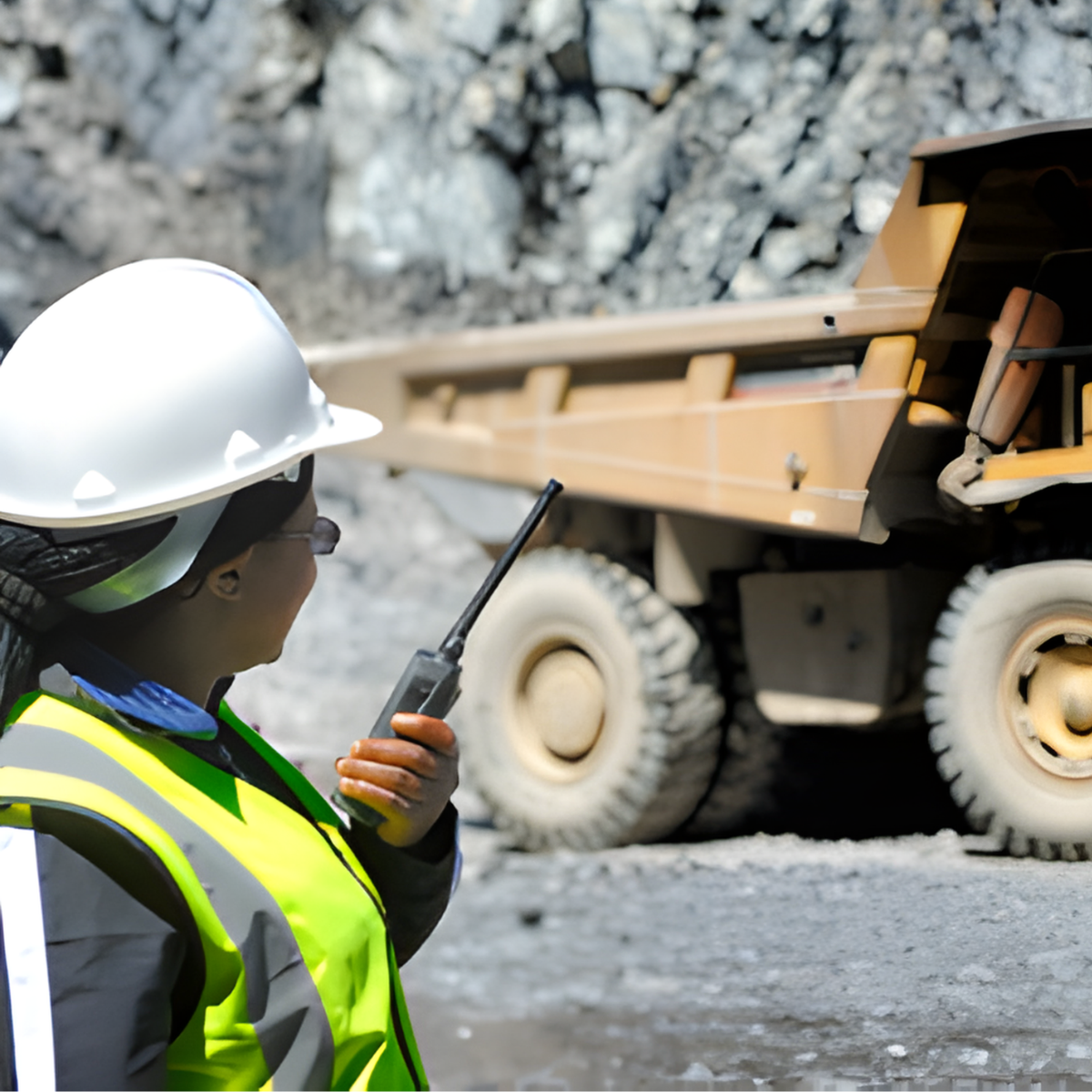 Mine worker maintaining safety